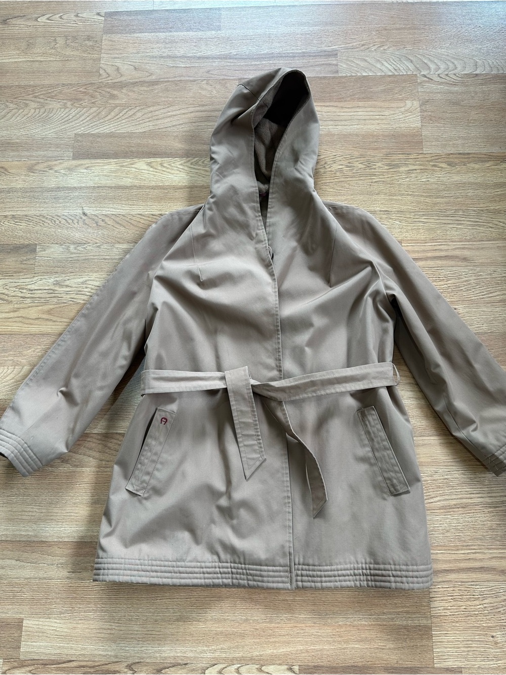 Etienne Aigner Taupe Hooded Utility Jacket